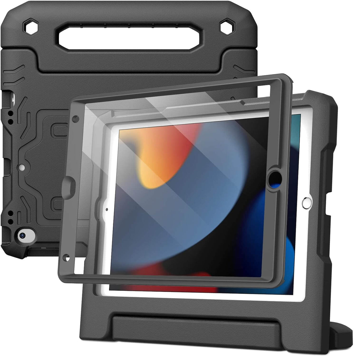 Shockproof Kids Case compatible with iPad/ Built-in Screen Protector: